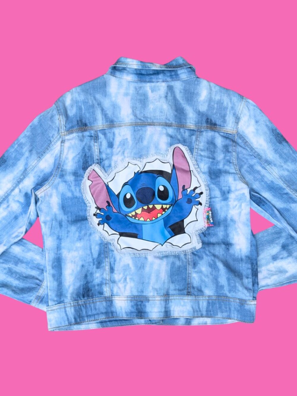 DESCRIPTION • Lilo & Stitch Upcycled T-Shirt Denim Jacket Size L